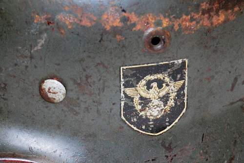 WW2 Nazi Police helmet, fake decals?