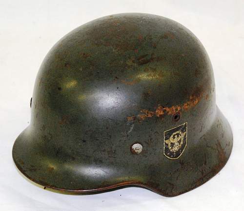 WW2 Nazi Police helmet, fake decals?