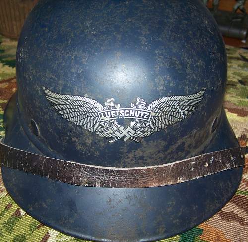 One piece Luftschutz gladiator helmet.