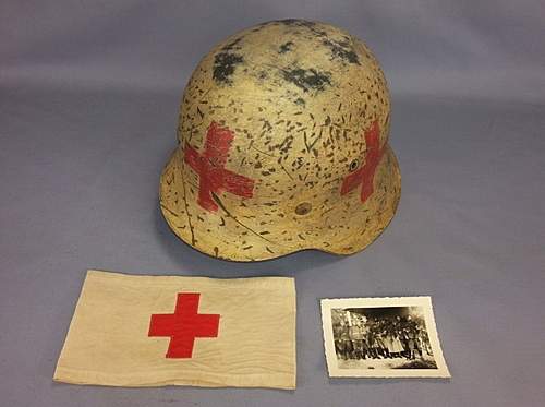 WW2 German M42 Named Combat Medic Helmet