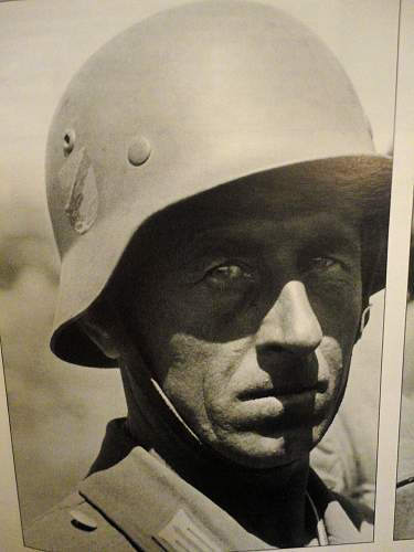 German helmet with Blue and Red decals