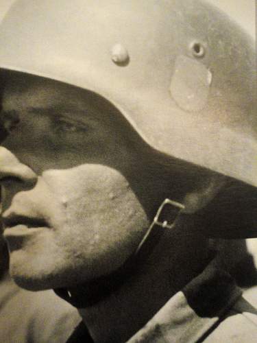 German helmet with Blue and Red decals