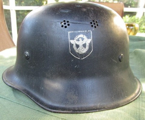 Late war M34 DD police helmet.