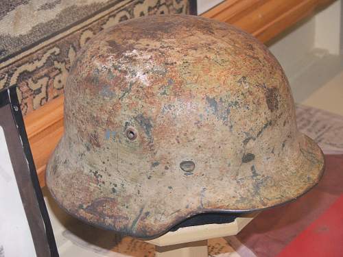 DAK M40 cammo helmet in a local museum.