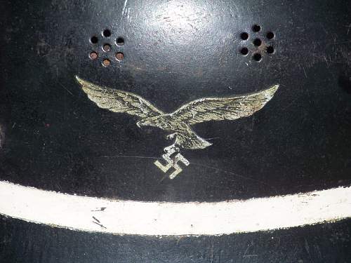 M34 DD luftwaffe crash crew helmet with hairy bird decal