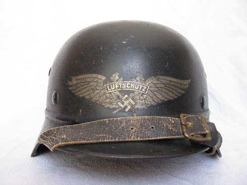 M35 Beaded Luftschutz Combat Police Helmet - Triple Decal