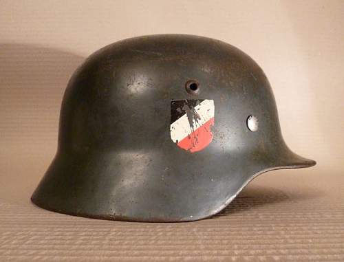 M35 DD luftwaffe helmet ( With odd Lot number Stamping )