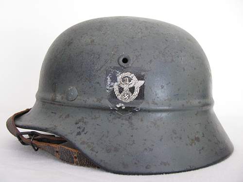 Grey M40 Double Decal Beaded Combat Luftschutz Polizei Helmet