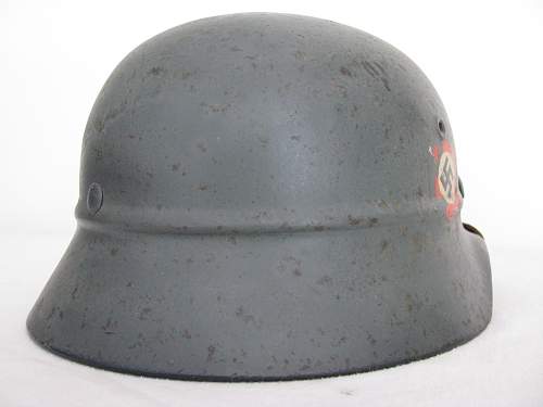 Grey M40 Double Decal Beaded Combat Luftschutz Polizei Helmet