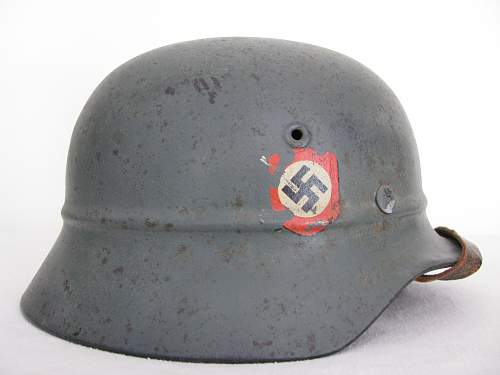 Grey M40 Double Decal Beaded Combat Luftschutz Polizei Helmet