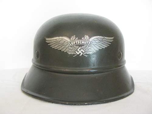 Three Piece Luftschutz Helmet - Factory Green Paint