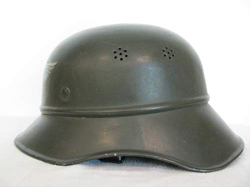 Three Piece Luftschutz Helmet - Factory Green Paint