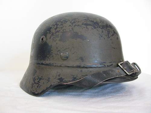 M35 Beaded Helmet - Former Double Decal Luftschutz Combat Police - Volkssturm Used?