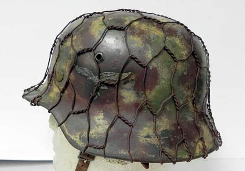 Double decal Luftwaffe Helmet with camo and wire