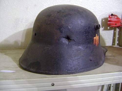 german ww1 helmet with ww2 markings?