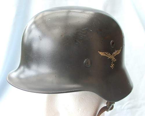 Luftwaffe M35 Q66 double decal helmet with some history