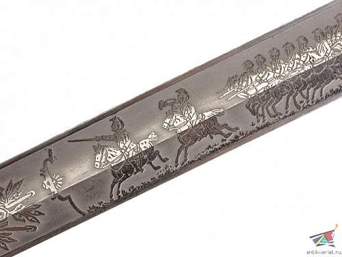 Wilhelm Finke etched cavalry sword, beautiful &amp; damaged