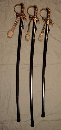 3 Army Dovehead Swords