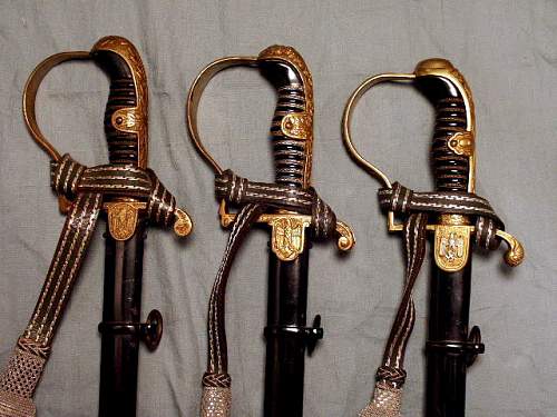 3 Army Dovehead Swords