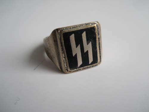 SS runes black enamel ring