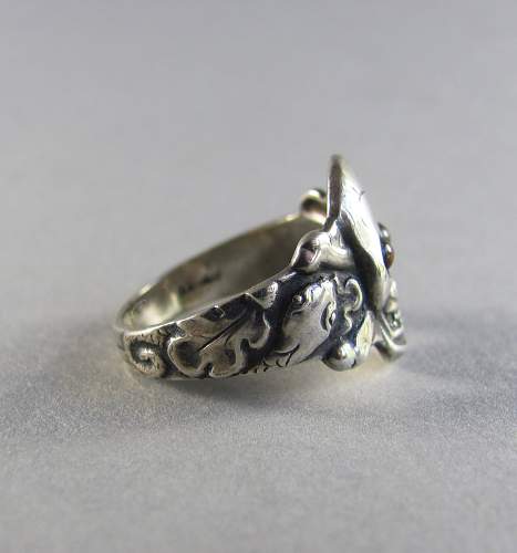 Wehrwolf pattern Frey &amp; Co. 835 silver skull ring