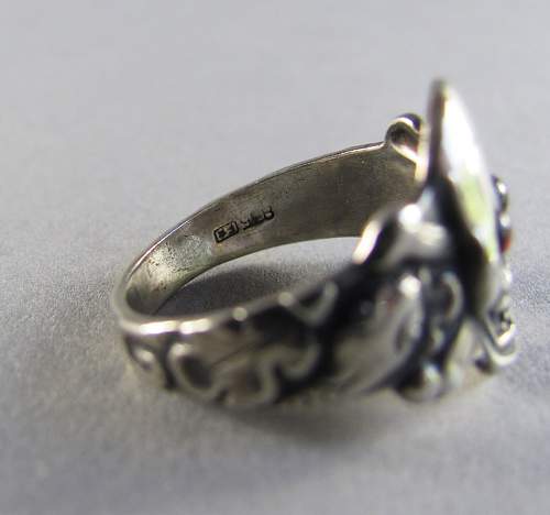 Wehrwolf pattern Frey &amp; Co. 835 silver skull ring