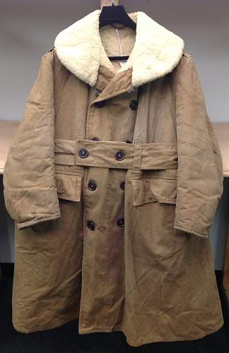 WW2 Canadian Sheepskin lined canvas overcoat