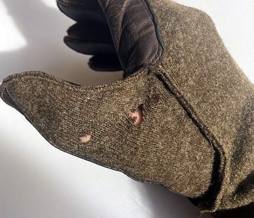 USGI WWII Wool Gloves Leather Palm