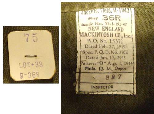 A Pair of Mint WWII 1943 Jackets both with cutter tags and QM tags. Never worn or issued.