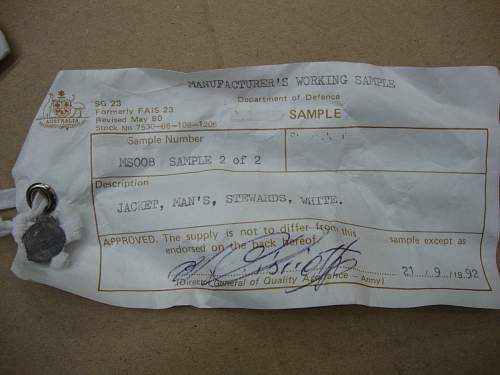 Australian  Army Sample Stewards Jacket ...