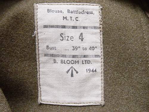 Rare British Women's MTC Battledress blouse