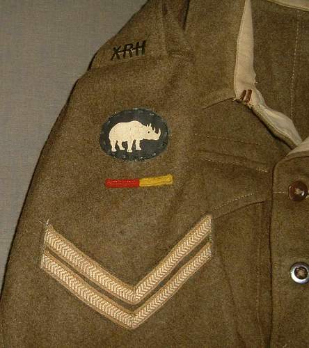 Battle dress badged to the 10th Royal Hussars, 1st Armoured Division