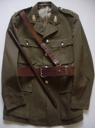 Royal Army Ordnance Corps uniform, Sam Brown belt &amp; swagger stick. (Named)