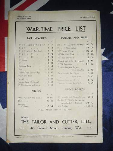 Tailor and cutter magazines 1939 - 1943 collection .