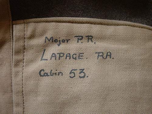 A Battledress blouse with just a name inside.