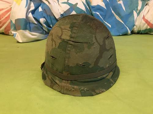 Original M1 helmet from WW2 refurbished for the Vietnam War