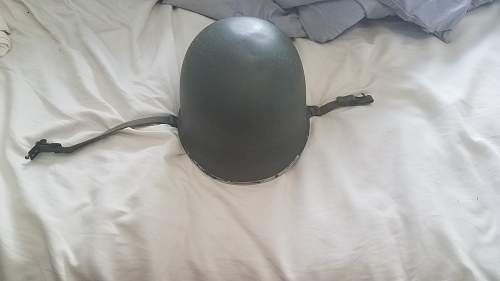 M1 helmet with thinner rim and weird stamp?