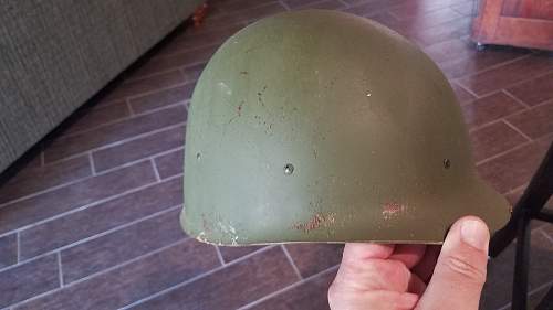 US M1 Korea Or Vietnam Helmet w/liner and Camo Cover.