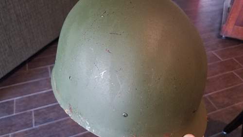 US M1 Korea Or Vietnam Helmet w/liner and Camo Cover.