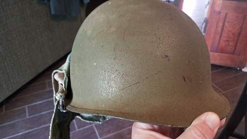 US M1 Korea Or Vietnam Helmet w/liner and Camo Cover.