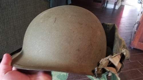 US M1 Korea Or Vietnam Helmet w/liner and Camo Cover.