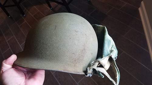 US M1 Korea Or Vietnam Helmet w/liner and Camo Cover.