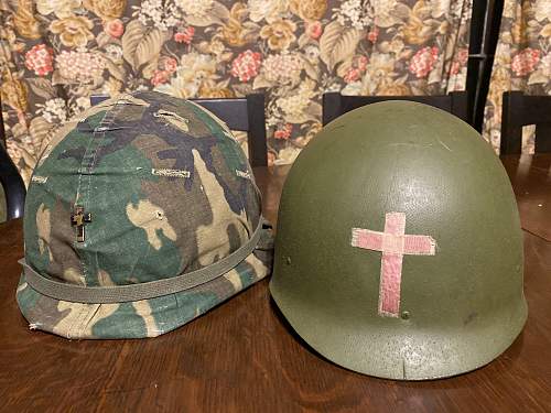 M1 chaplain helmet with ERDL cover