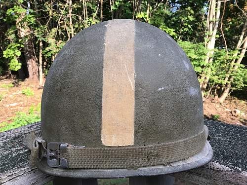 M1 Captain’s Helmet - Korean War Vintage w/ “Follow Me” Stripe