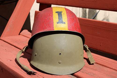 WWII USN DAMAGE CONTROL SCHLUETER M1 HELMET w IMP LINER