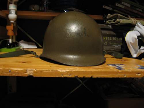 A salty M1 helmet