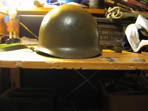 A salty M1 helmet