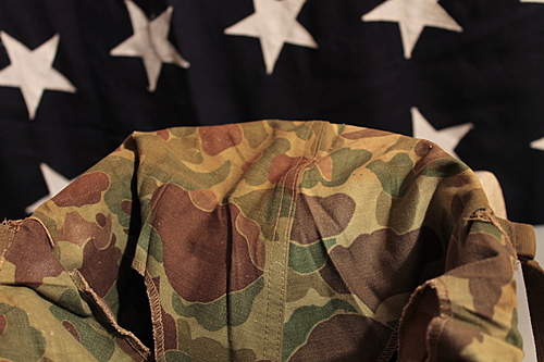 WWII USMC Camo Cover and Helmet