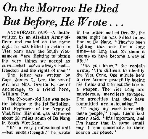 Vietnam Captain M1C - James G. Lee KIA in Vietnam