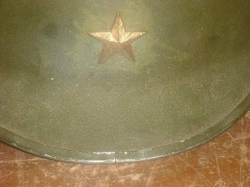 Front Seam Swivel Bale WWII M1 Steel Pot HELMET + Gold STAR...GENERALS Helmet??